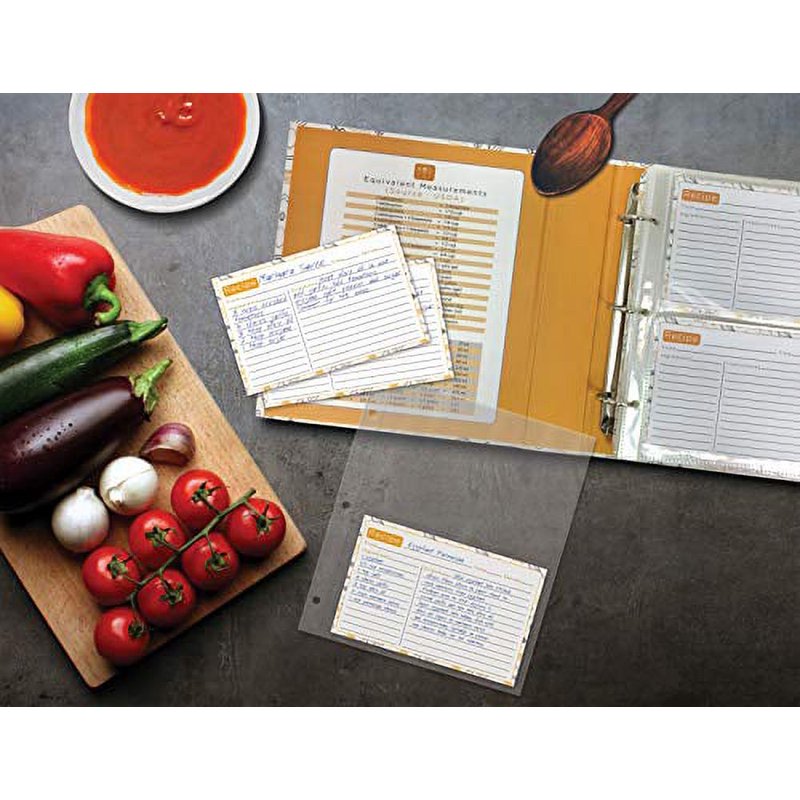 Recipe Organizer Set with Binder, Recipe Cards & Dividers - Black & Gold