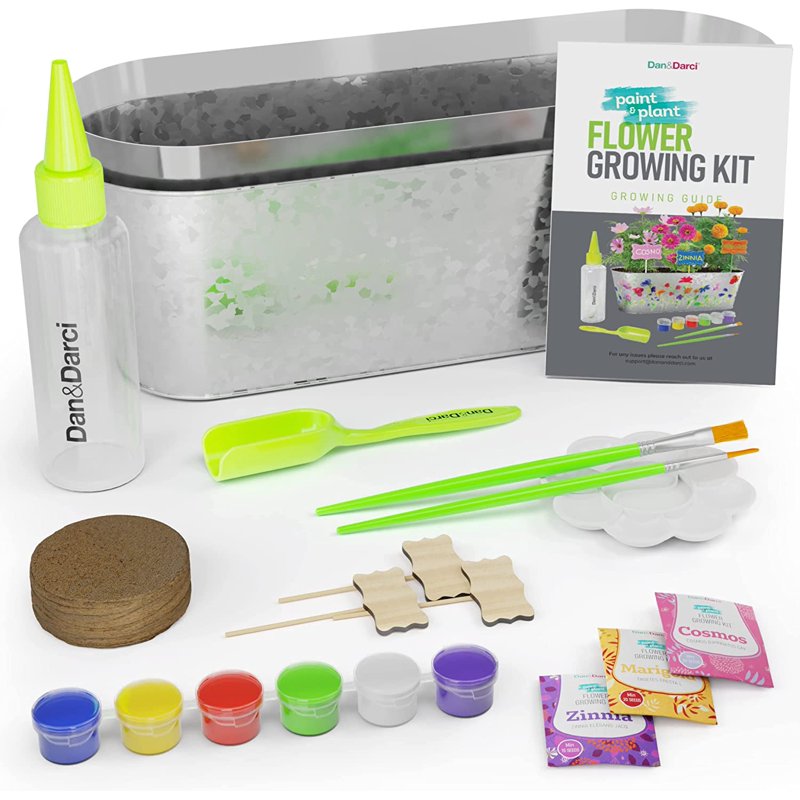 Kids Flower Growing Kit with Paintable Planter and Seeds - Gardening & Art Craft Set for Ages 4-12