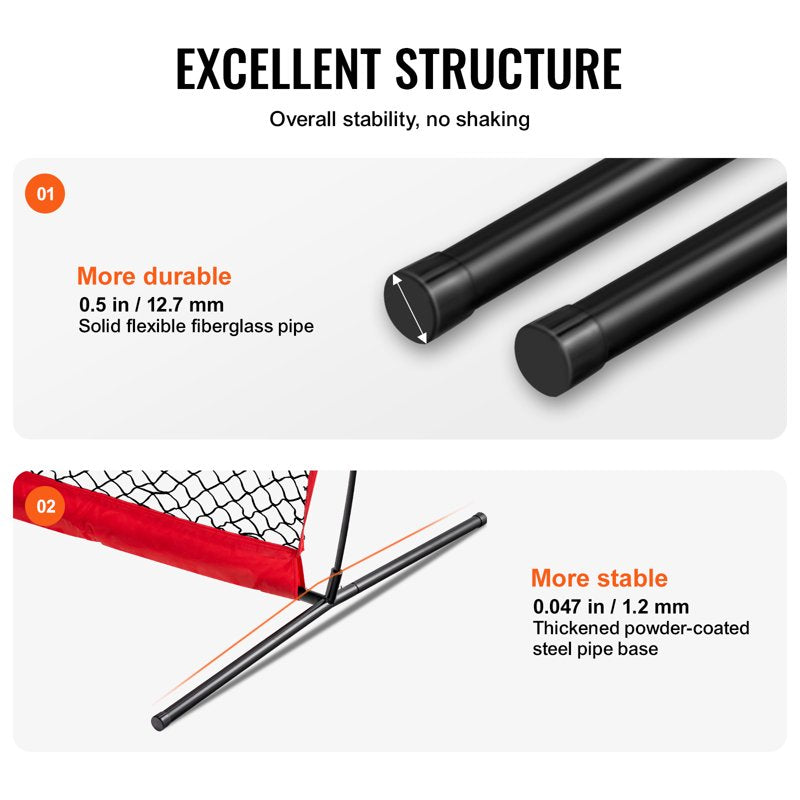 Portable Baseball Pitching Screen 7x7 ft Safety Net for Pitcher Protection