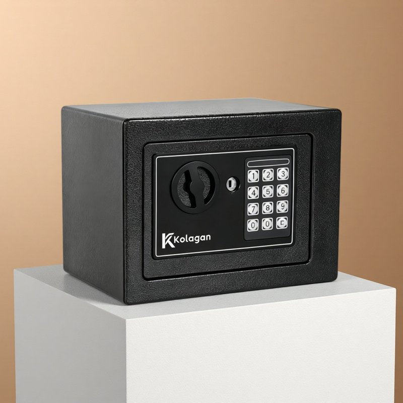 Small Steel Safe Lock Box with Digital Keypad & Keys - Home & Office Security