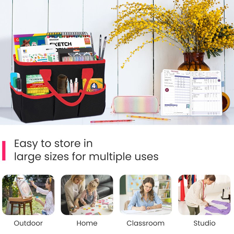 Multi-Purpose Craft & Supply Tote Bag Organizer with Handles - Travel & Classroom Storage