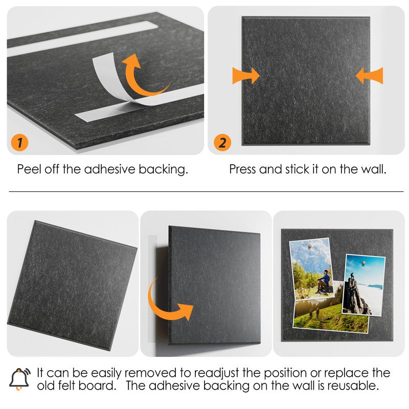 Large Felt Bulletin Boards Pack 6 - Customizable Wall Tiles for Office & Home