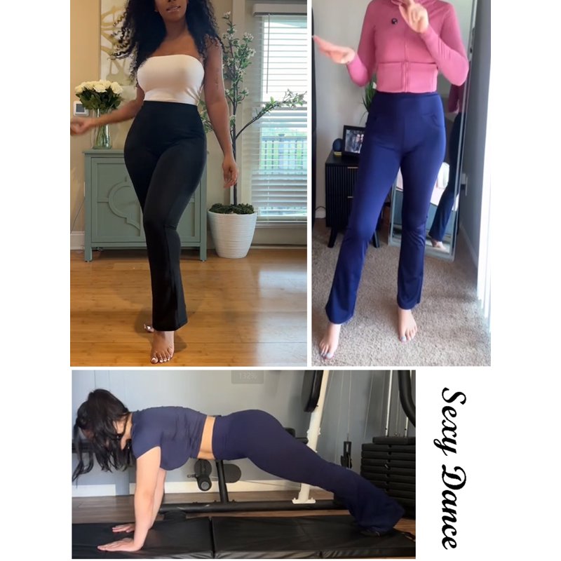High Waist Bootleg Yoga Pants with Pockets for Women - Stretch & Flare Leggings