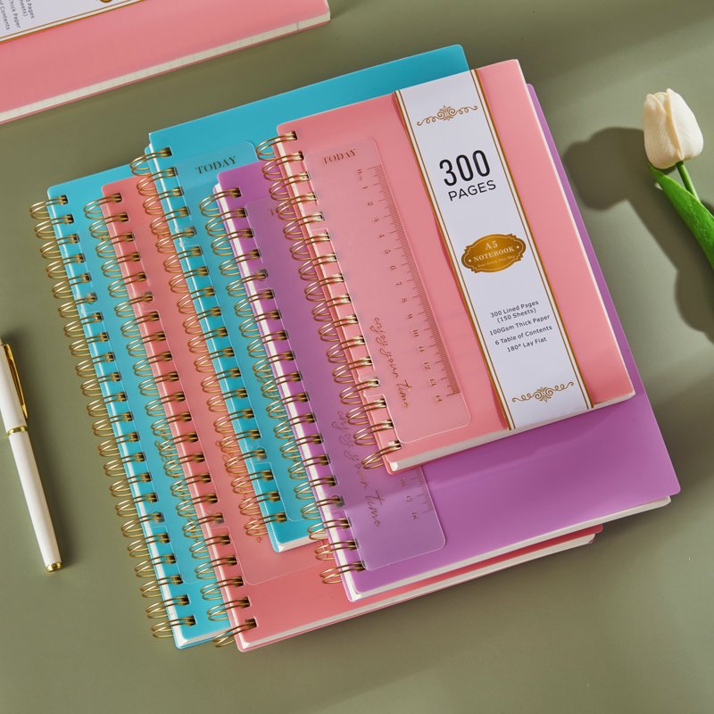 A5 Spiral Notebook with Waterproof Cover & No-Bleed Paper - 300 Pages for Office & Note-Taking