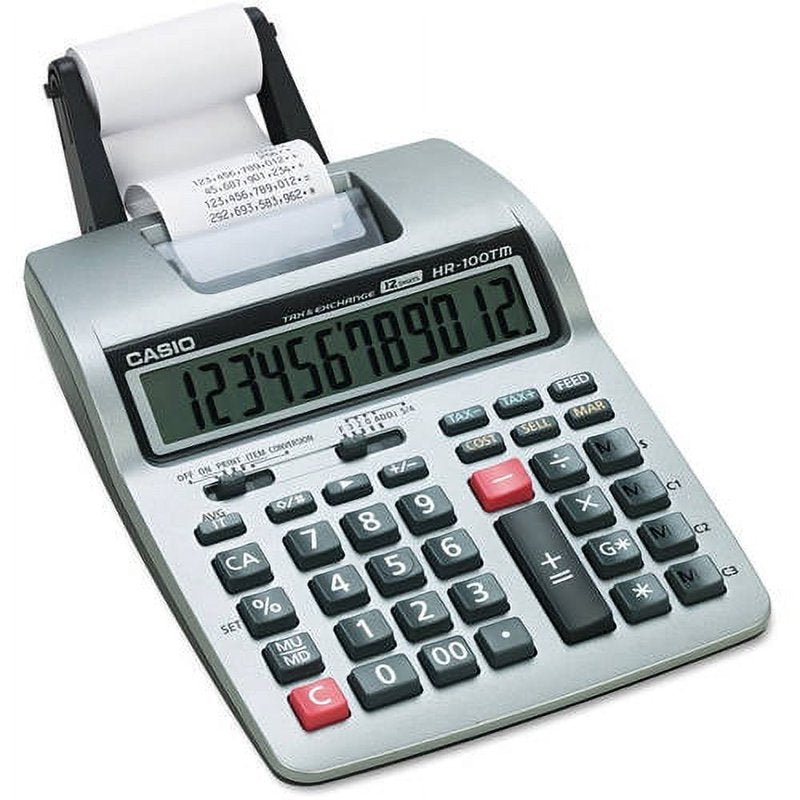 Casio HR-100TM Two-Color Portable Printing Calculator with Large Display