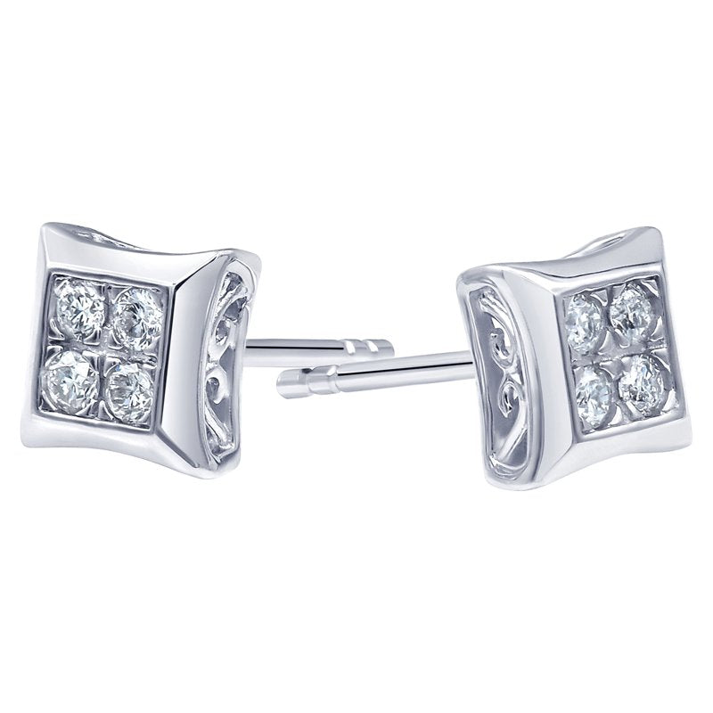 1/4 Carat Lab Grown Diamond Square Women's Stud Earrings in Sterling Silver