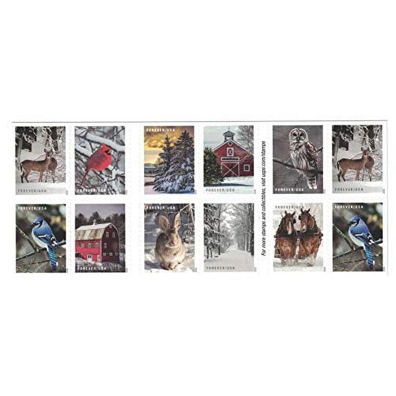 Winter Scenes Double-Sided Forever Postage Stamps - 20 Pack