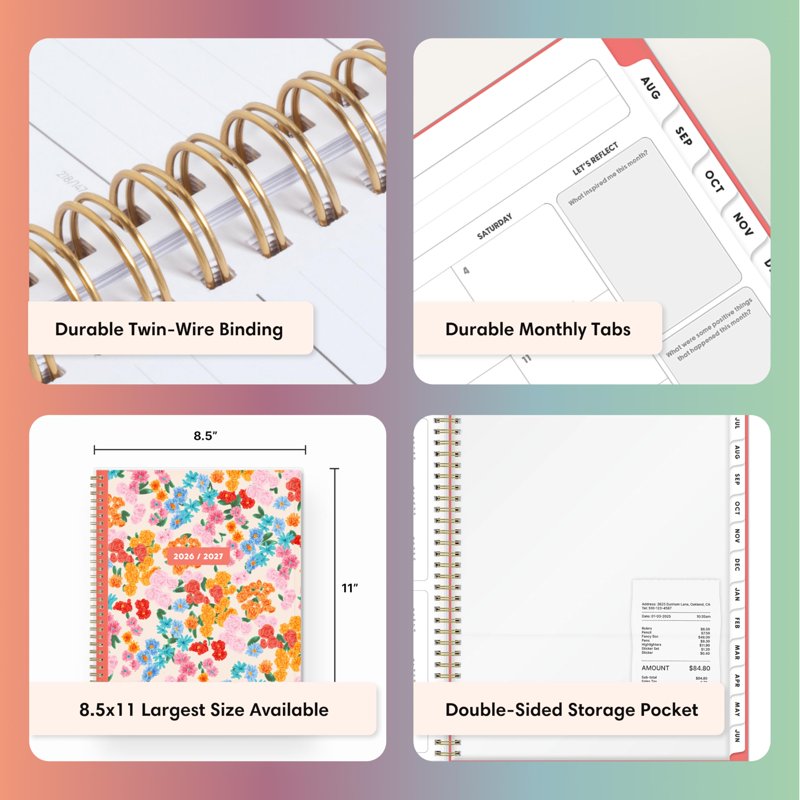 Academic Year Planner Calendar 2026-2027 Weekly & Monthly Organizer, Interchangeable Cover