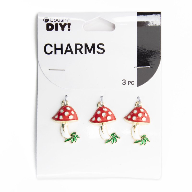 3Pcs Unisex Enamel Mushroom Charms for Jewelry Making & Accessories