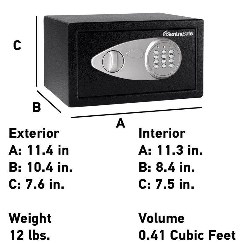 Security Safe with Digital Keypad Lock 0.41 Cu Ft Black Gun Safe