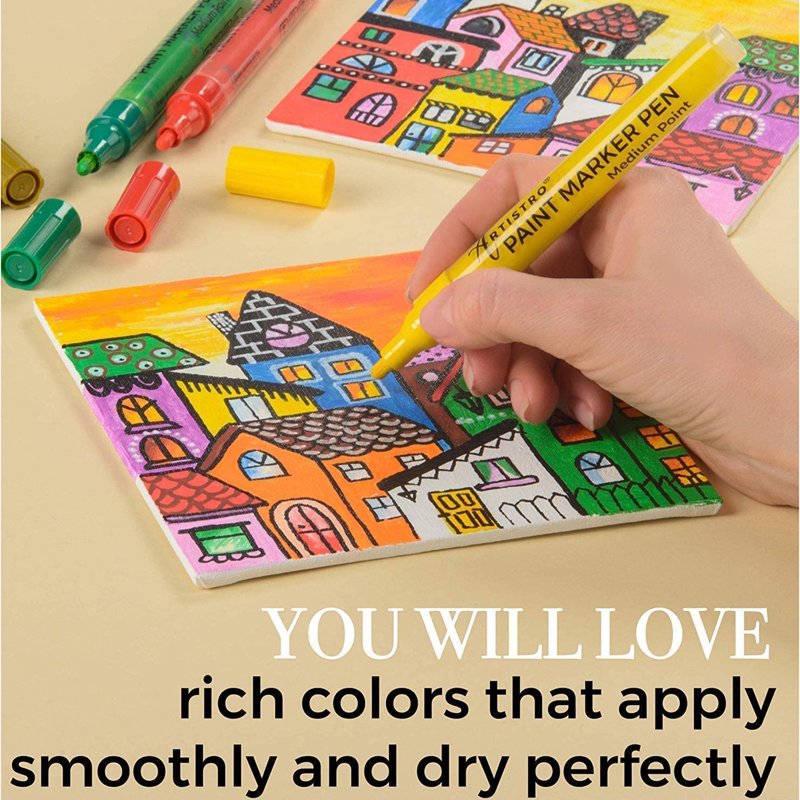 Artistro Acrylic Paint Markers Set of 12 for Fabric Glass Wood & More