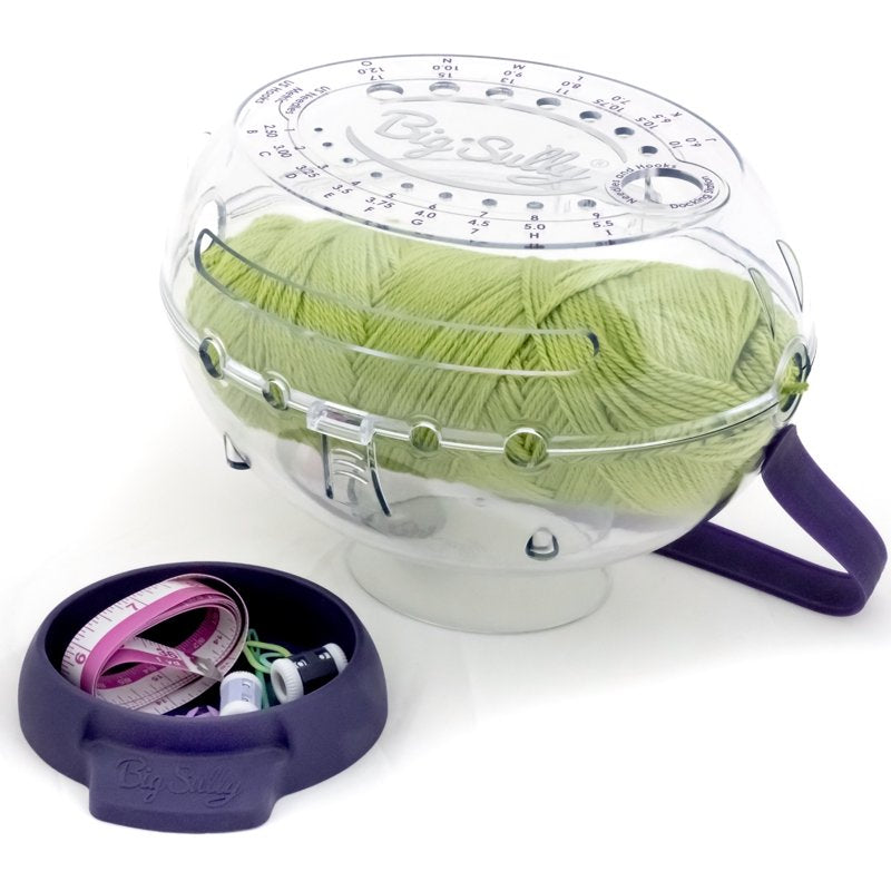 Yarn Bowl Holder with Multiple Channels and Needle Gauge - Portable Fiber Art Organizer