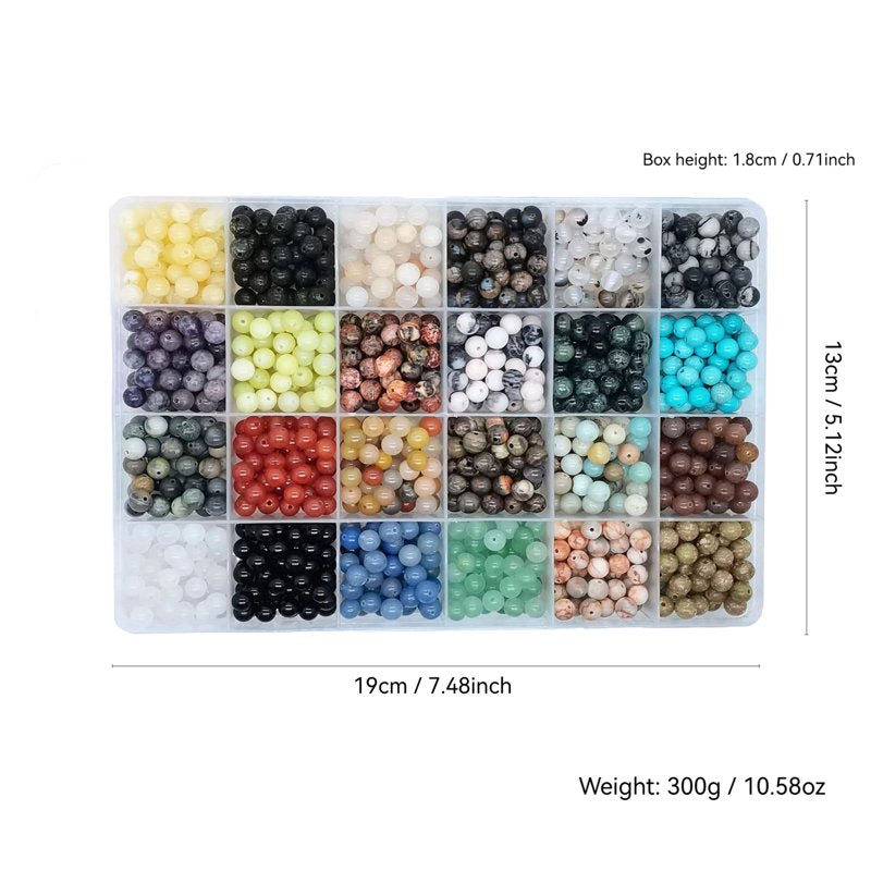 Natural Stone Beading Set 720 Pieces - 24 Styles 6mm Jewelry Making Supplies