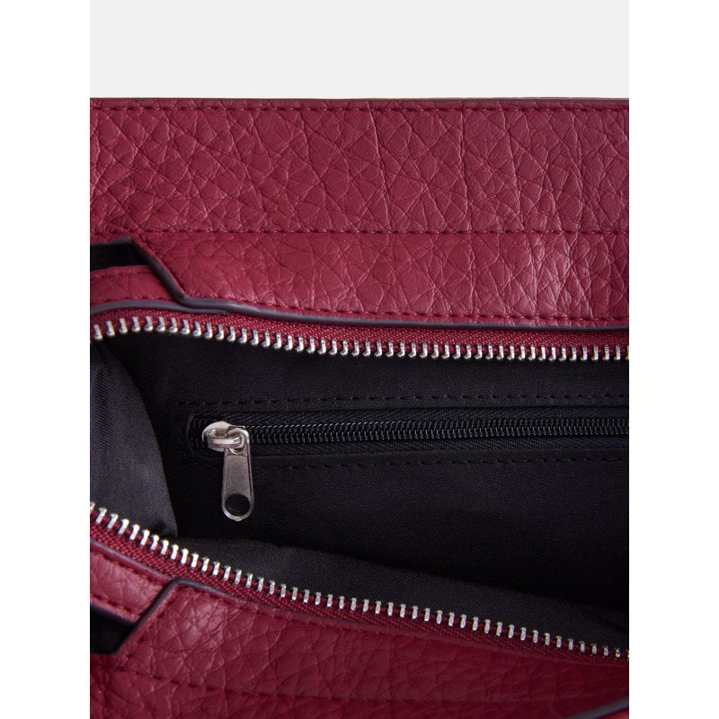 Women's Square Tote Bag with Adjustable Crossbody Strap, Red and Black