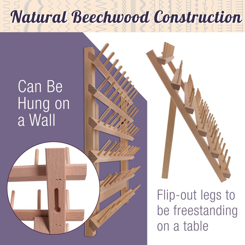 Beechwood Thread Rack for Sewing & Embroidery - 60 Spool Organizer