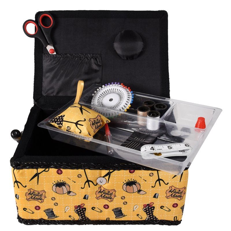 Handmade Sewing Basket with Accessories, Storage & Travel Handle