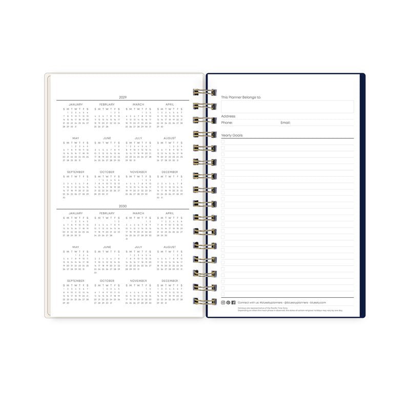 Undated Daily Planner 5 x 8 Flexible Cover Twin Wire Binding Office & School