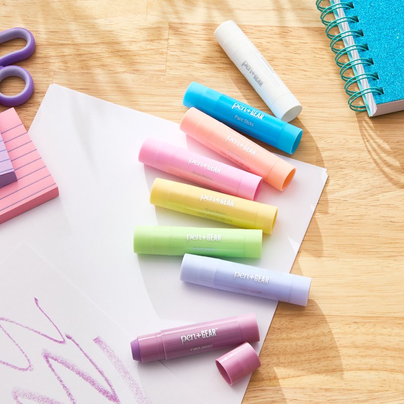 Kids Washable Paint Sticks Set - 8 Bright Pastel Colors, Non-Toxic Art Supplies