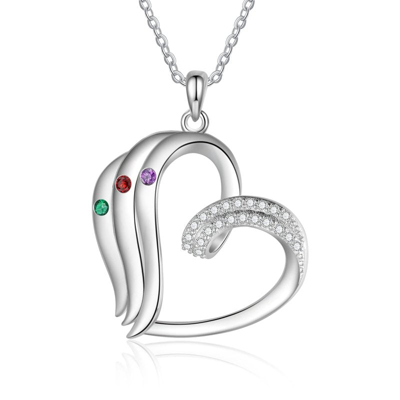 Personalized Brass Family Necklace with Birthstones for Women - Mother Gift