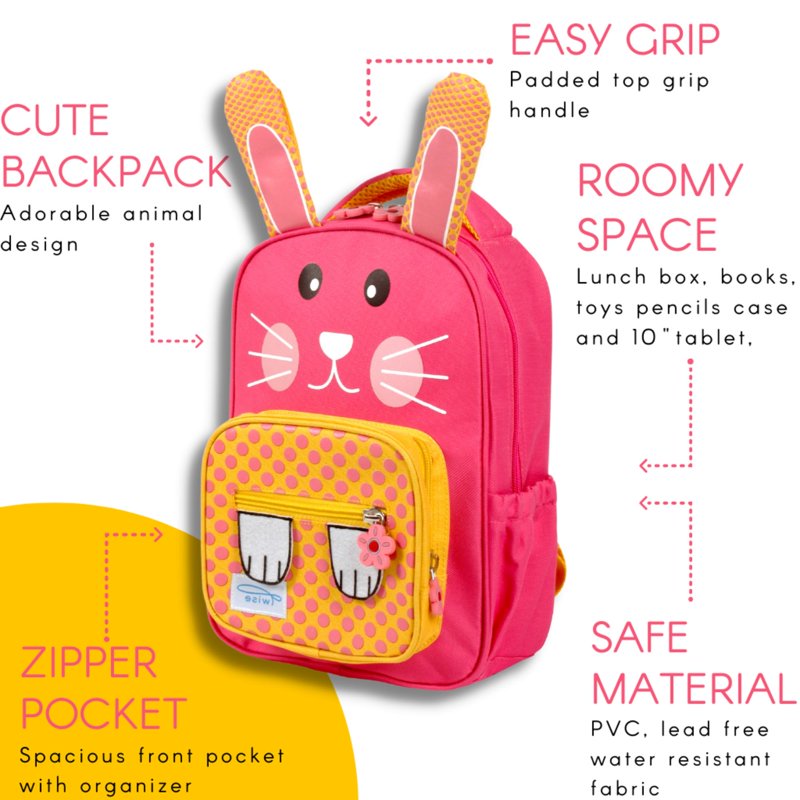 Kids Preschool Backpack with Animal Design - Lightweight & Durable for Toddlers & Children
