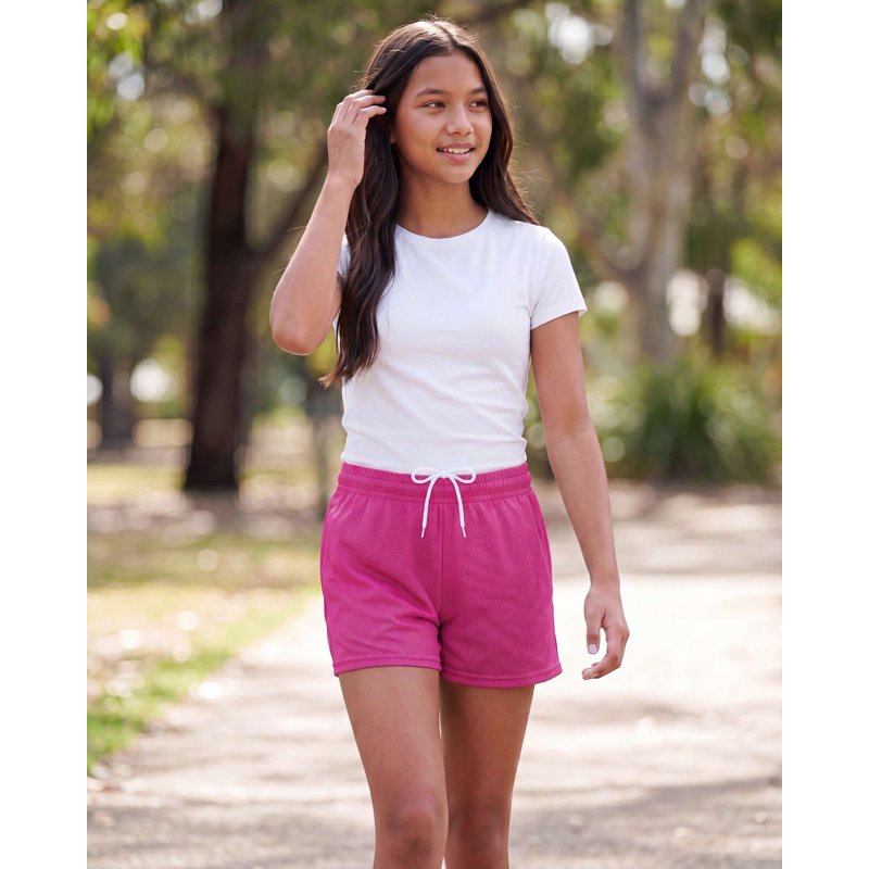 Girls Mesh Athletic Shorts 4-Pack - Breathable Quick-Dry Sports Wear for Teens & Kids