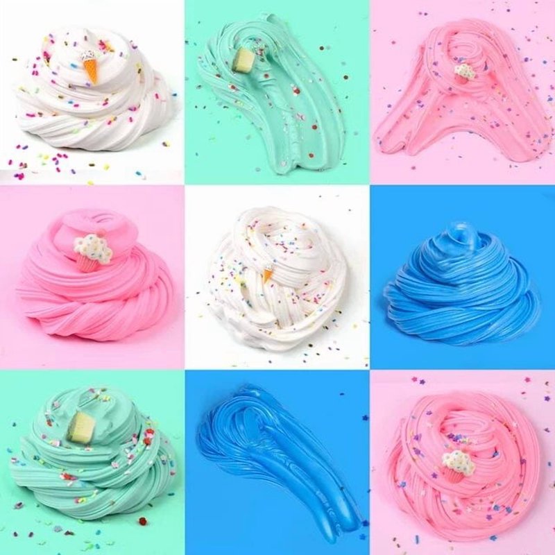 Kids Slime Kit with 4 Soft Non-Sticky Butter & Cloud Slimes - Party Favors & Gift Set