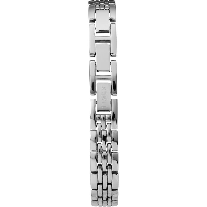Timex Women's Tonneau Dress Watch 21mm Silver-Tone Bracelet Black Dial
