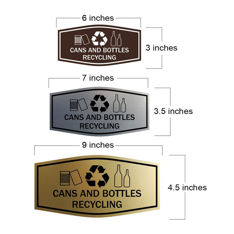 Can & Bottle Recycling Sign - Small, Ivory & Dark Brown, Indoor/Outdoor