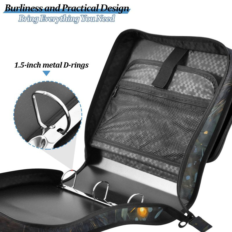 Waterproof 1.5 Inch Zipper Binder with Shoulder Strap for 500 Sheets - Organizing School & Office Supplies