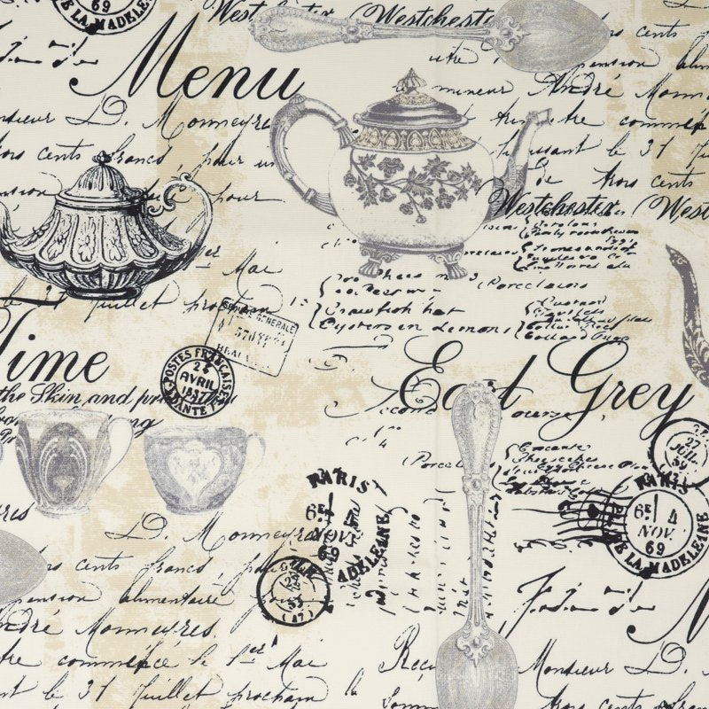 Cotton Duck Fabric for Quilting & Sewing - 2 Yards, Steel Teatime Pattern