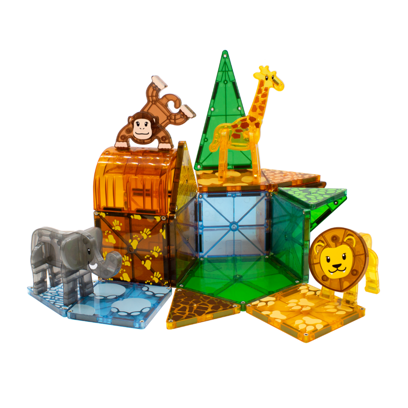 Magna-Tiles Safari Animals Magnetic Building Set - 25 Pieces for Creative Play