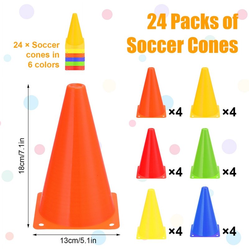 Sports Training Cones Set 24 Training Cones + 10 Disc Cones for Soccer Drills
