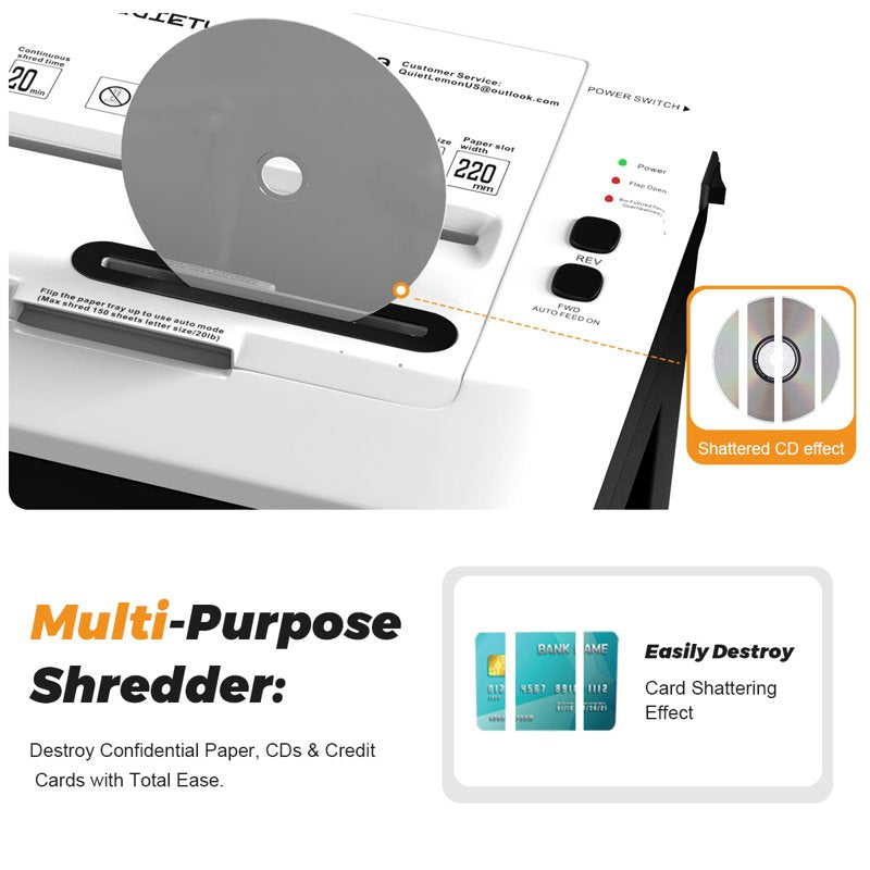 Heavy Duty Micro Cut Paper Shredder for Home Office with Auto Feed 150 Sheets
