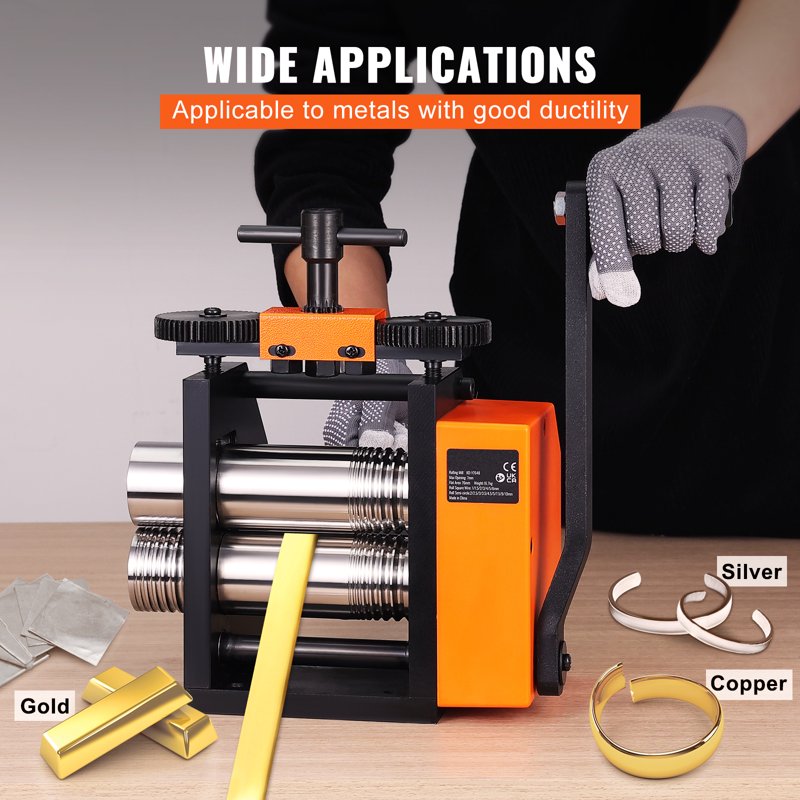 Jewelry Rolling Mill 75mm 3-in-1 Metal Crafting Tool for Gold Silver