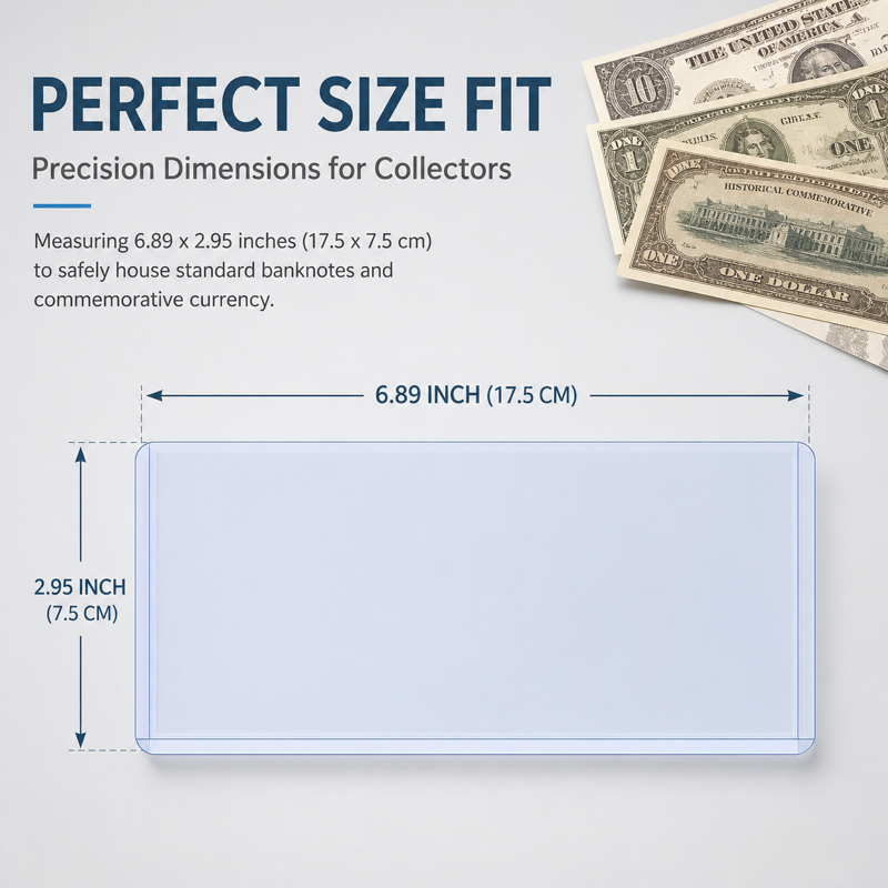 24 Pack Waterproof Dollar Bill Currency Sleeves - Clear Money Organizer Cases