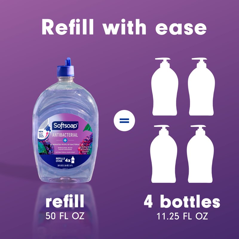 Antibacterial Liquid Hand Soap with Easy Pour Spout - White Tea & Berry Scent