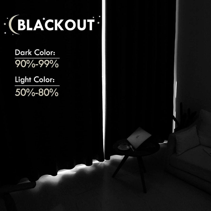 Blackout Window Curtains 42W x 84L Inches - Room Darkening Thermal Drapes with Rod Pocket, 2 Panels, White