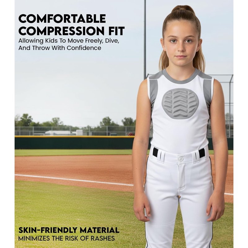 Youth Baseball & Softball Chest Protector with Impact-Dispersing Padding