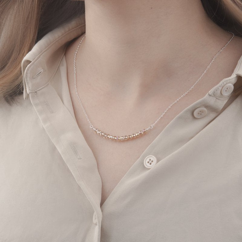 Sterling Silver 15 Beads Necklace Birthday Gift for Girls Personalizable