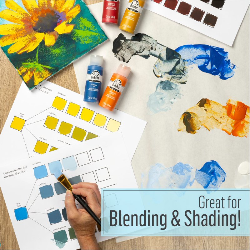 Acrylic Craft Paint Set with 12 Vibrant Colors - Matte Finish for DIY Projects