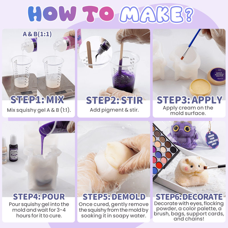 DIY Squishy Making Kit with Dragon & Hamster Molds - Stress Relief Fidget Toys