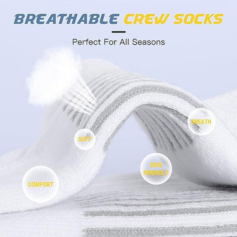 Men's Breathable Athletic Basketball Socks 5-Pack - Comfort & Shock Absorption
