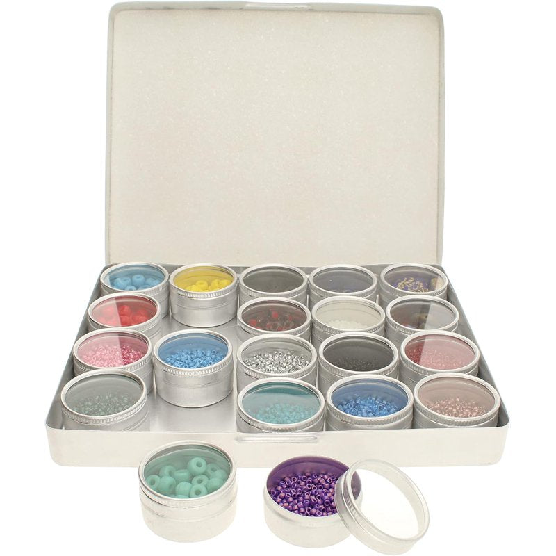 Craft Storage Box with 20 Aluminum Compartments for Beads & DIY Supplies