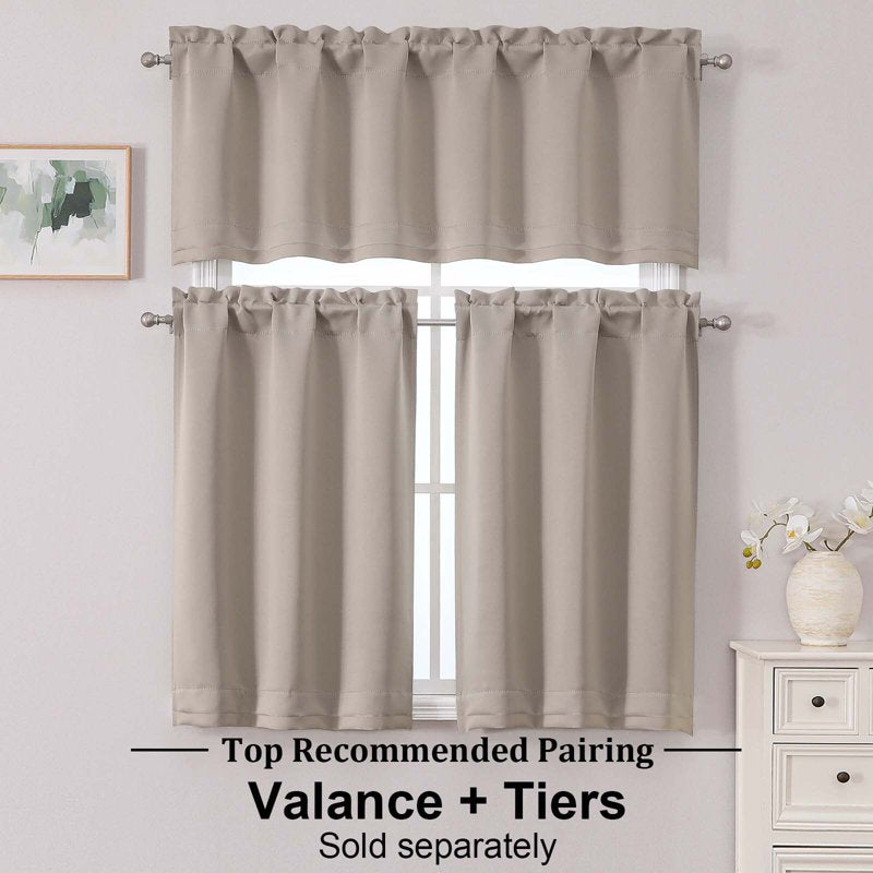 Blackout Curtain Panels with Rod Pocket for Small Windows - 2 Pack