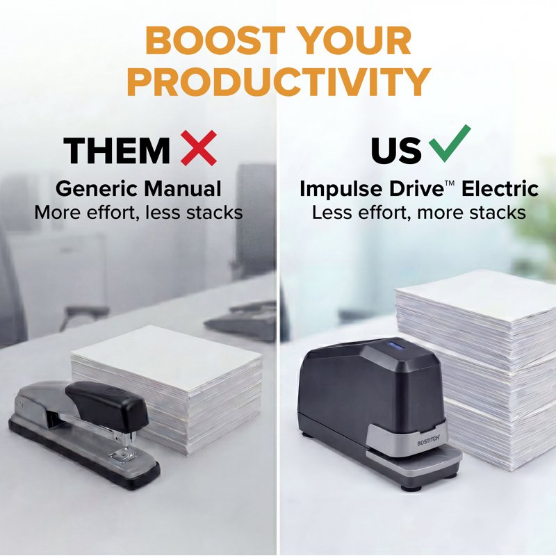 Heavy-Duty Electric Stapler with 45-Sheet Capacity - Includes 5,000 Staples & Remover