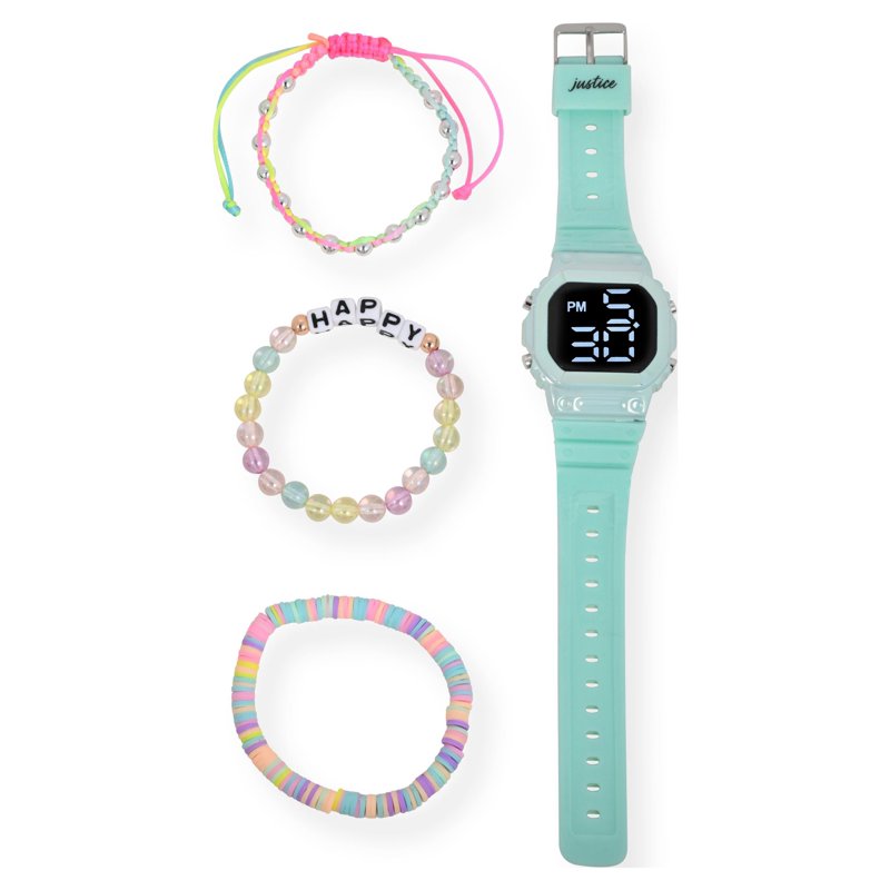 Kids Watch and Bracelet Set with Silicone Strap - 4 Piece Color Options