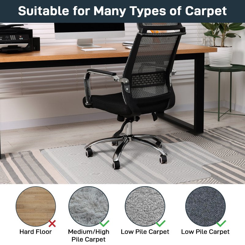 YEERSWAG 48"x36" Transparent PVC Chair Mat with Grippers for Carpet – Non-Slip Floor Protector