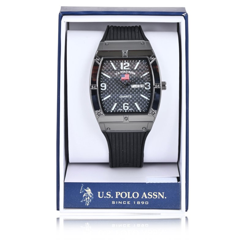 Men's Analog Watch with Gun Metal Case and Black Silicone Strap