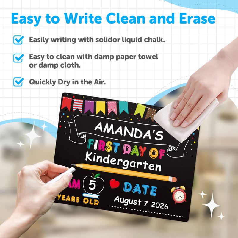 Reusable Double-Sided First Day and Last Day of School Chalkboard Sign - 11x14 Inches for Preschool & Kindergarten Photo Prop