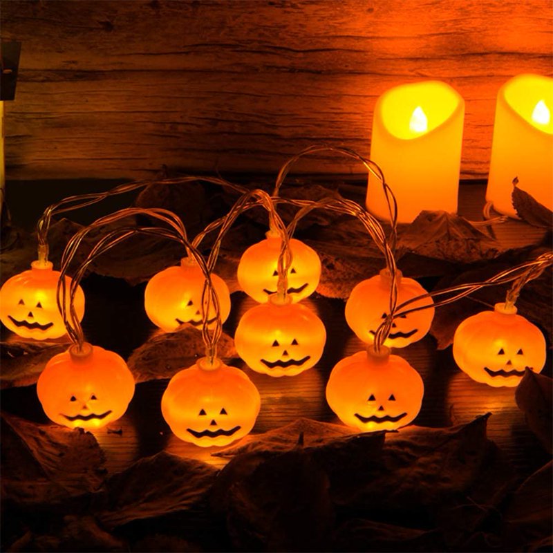 Halloween Pumpkin String Lights - 40 LED Bulbs, Indoor & Outdoor Decoration, 8 Modes, Battery Operated